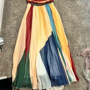 Colorful Pleated Maxi Skirt